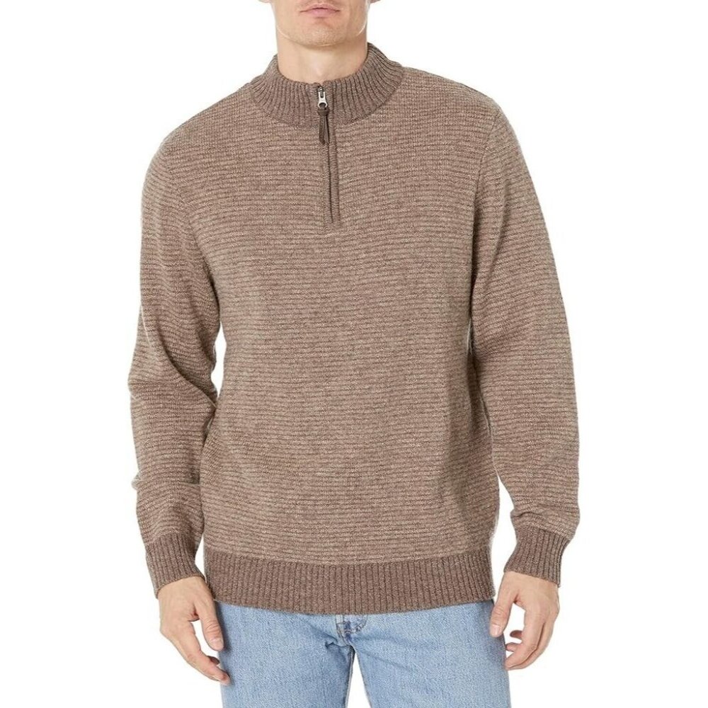 Pendleton Men's XL Coyote/Tan Washable Shetland Wool Half Zip Sweater Jumper - Picture 1 of 9